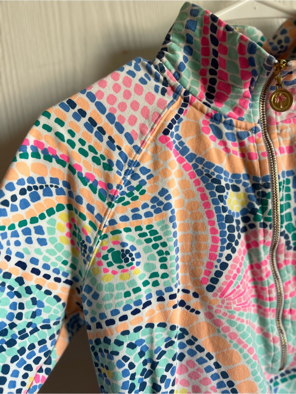 Lilly Pulitzer Skipper Popover Title Wave Mosaic 1/2 Zip Long Sleeve Size S - Picture 2 of 14
